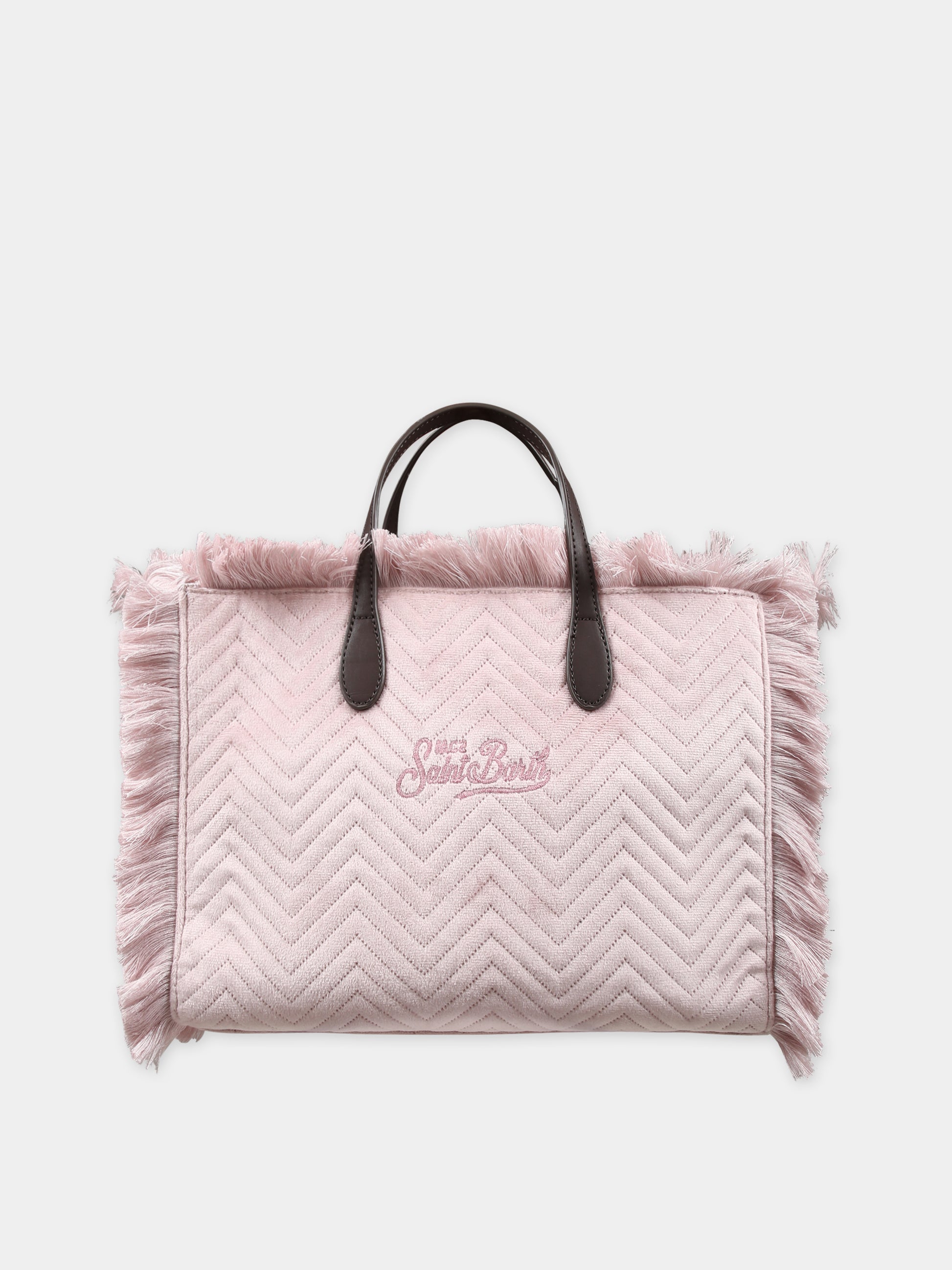 Borsa rosa per bambina con logo,Mc2 Saint Barth,COLETTE W VELVET QUILT HB 20 EMB