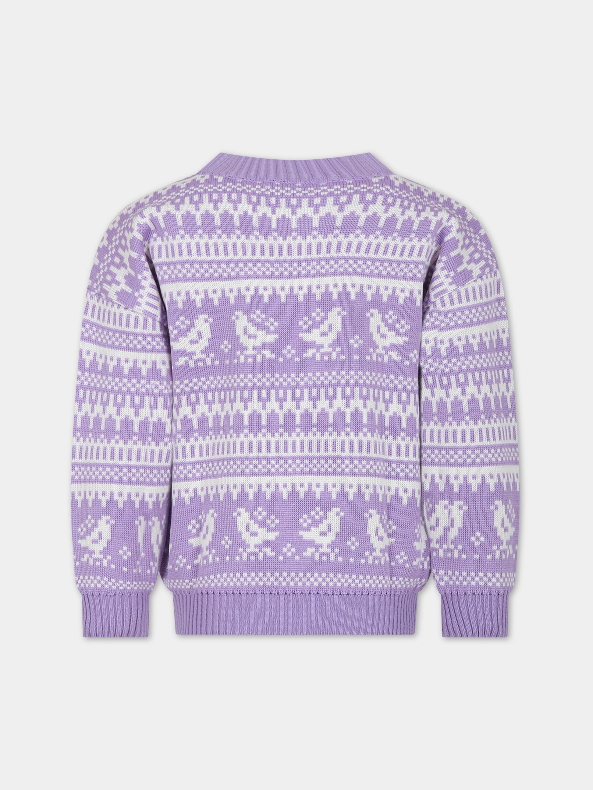 Maglione viola per bambina con motivo jacquard,Paade Mode,234152341