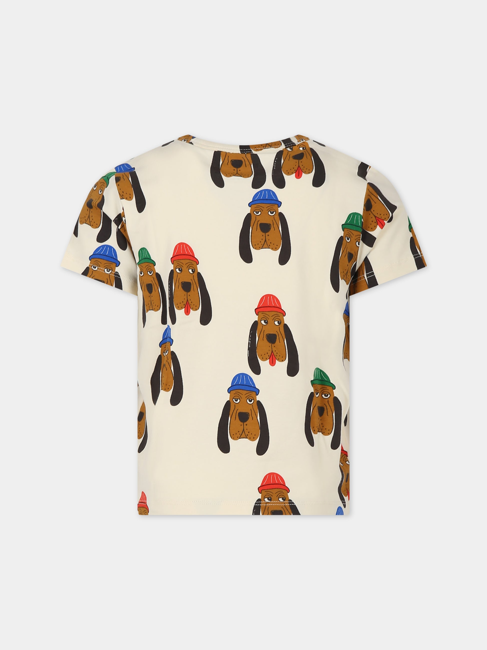 T-shirt avorio per bambini con cani,Mini Rodini,2412011211