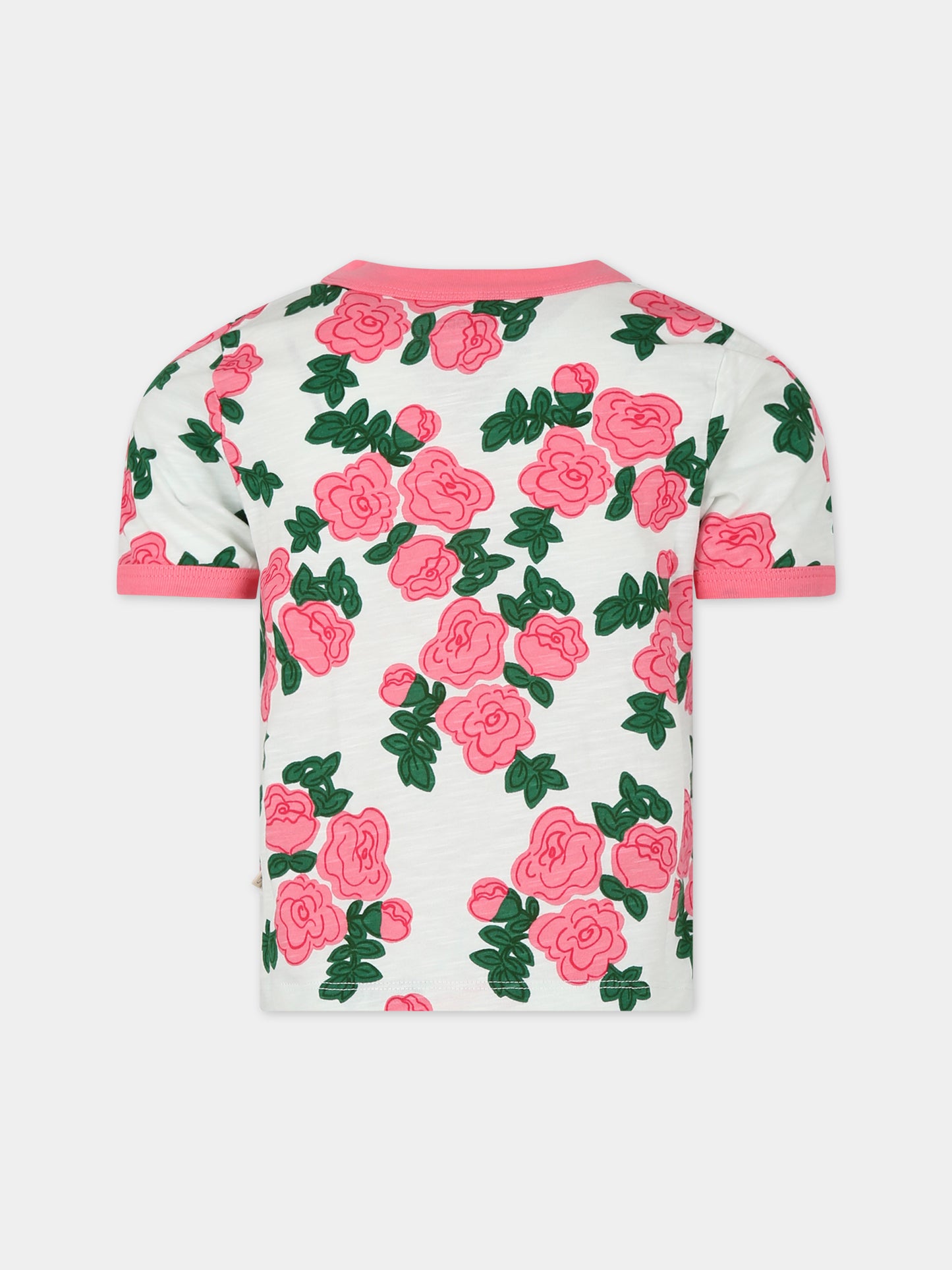 T-shirt bianca per bambina con rose,Mini Rodini,2412012228