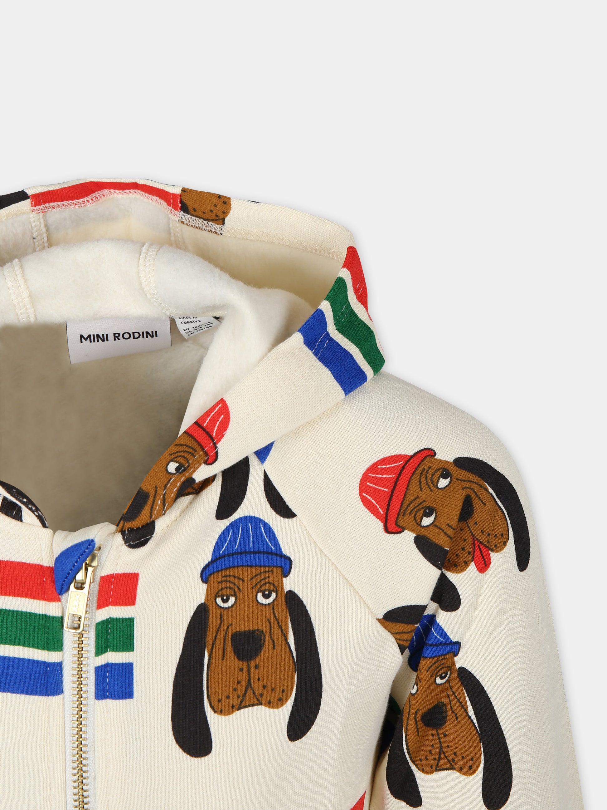 Felpa avorio per bambini con cani,Mini Rodini,2412011500