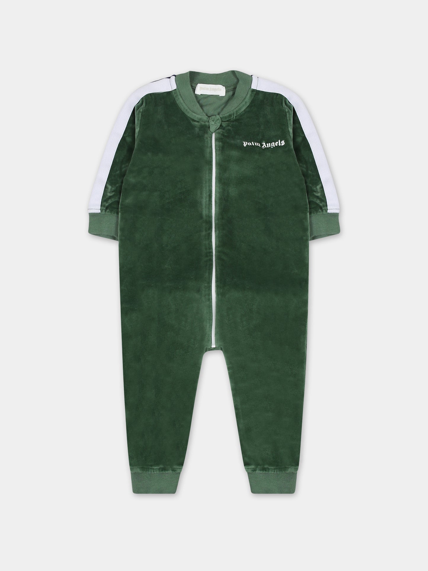 Completo verde per neonato con orso e logo,Palm Angels,PB2X010F23FLE0015501