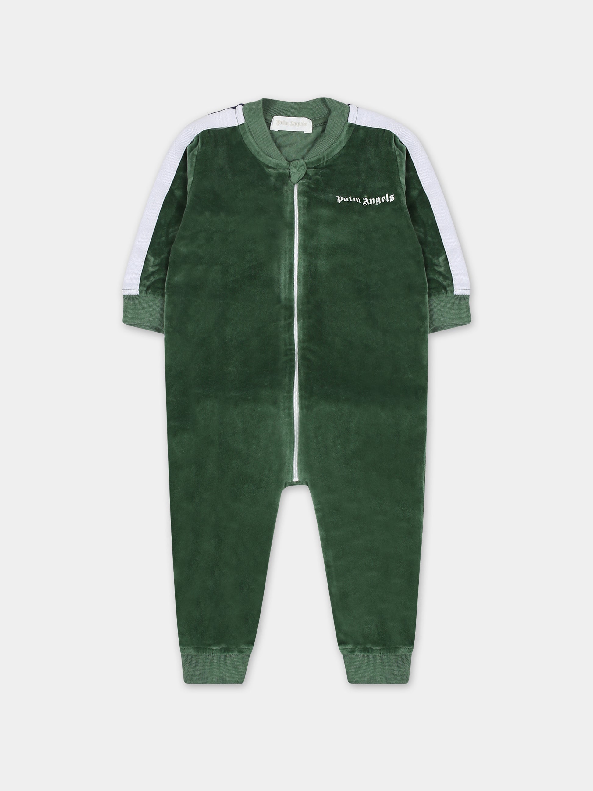 Completo verde per neonato con orso e logo,Palm Angels,PB2X010F23FLE0015501