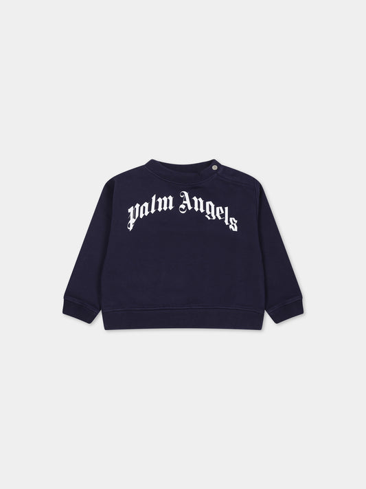 Felpa blu per neonato con logo,Palm Angels,PBXC001F23FLE0034601