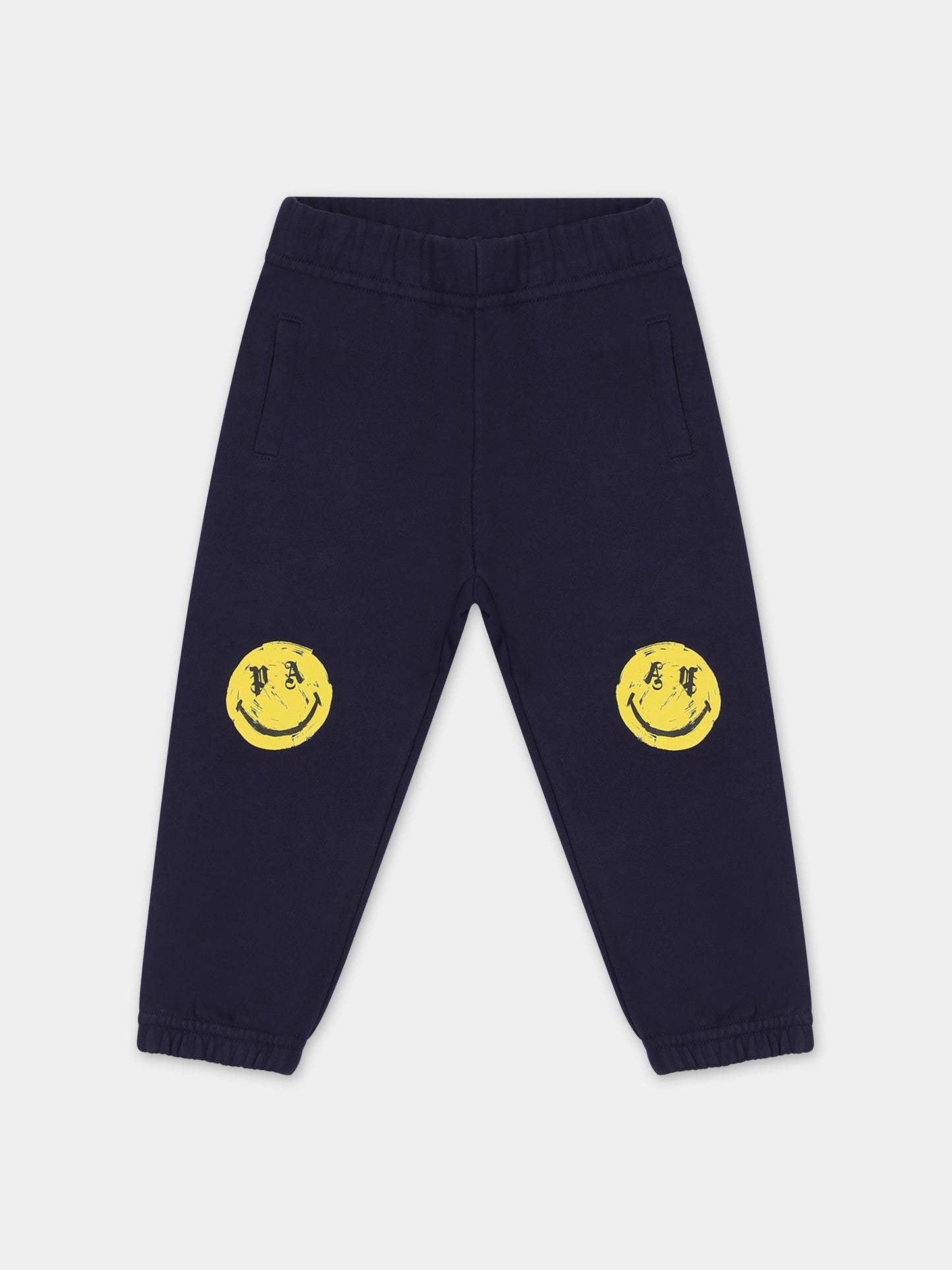 Pantaloni blu per neonati con logo,Palm Angels,PBXD003F23FLE0034615