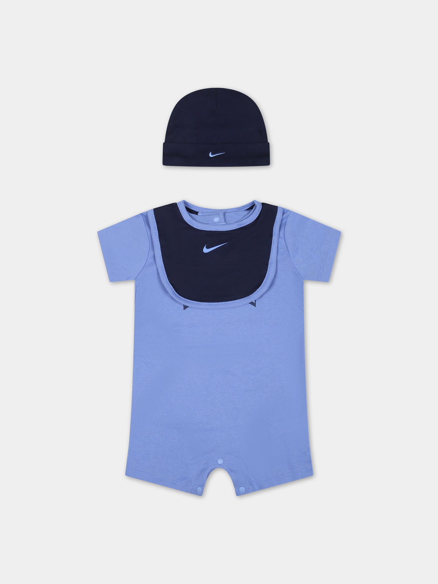 Set pagliaccetto azzurro per neonato con logo,Nike,NN1049 BGZ