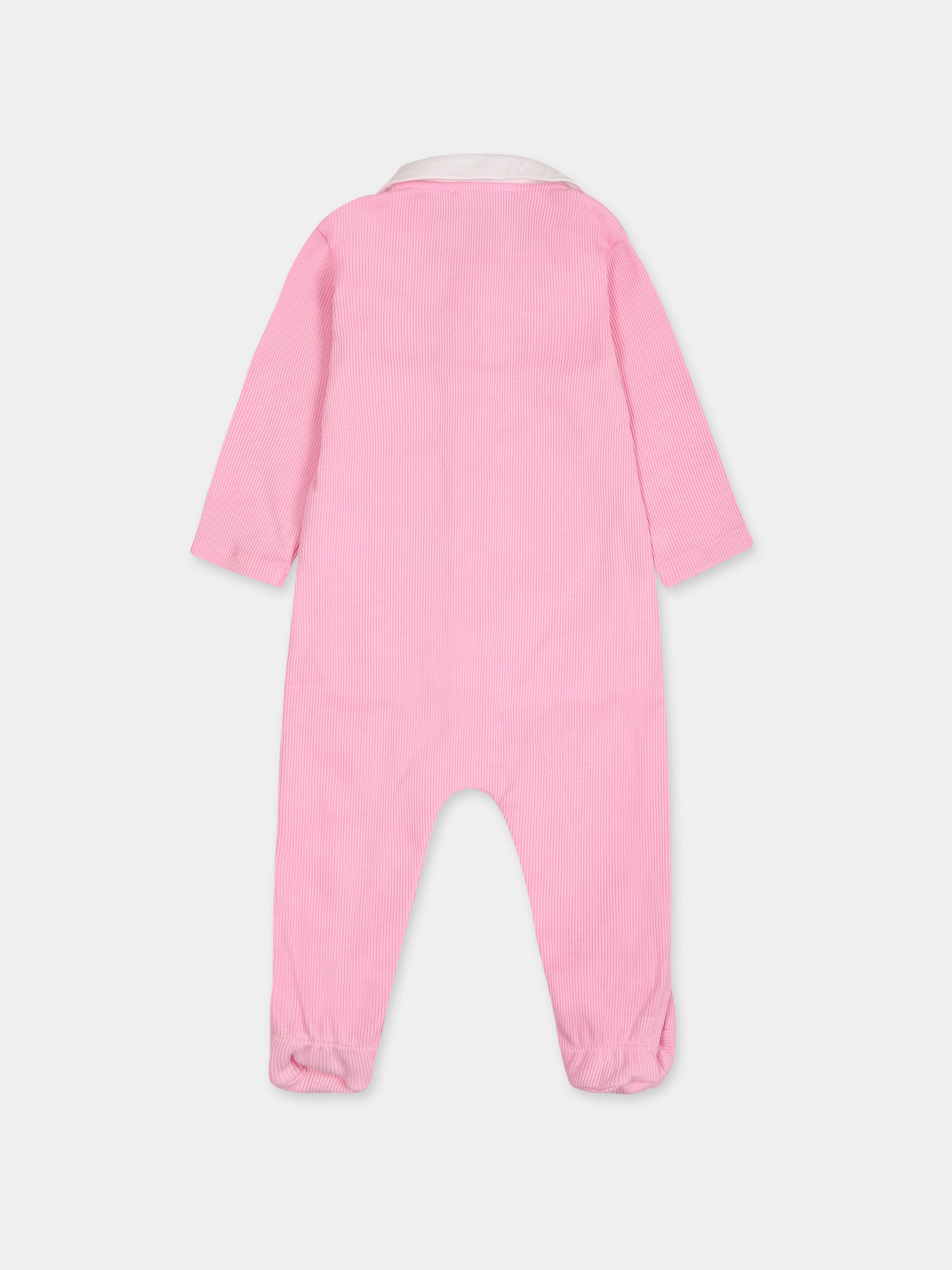 Tutina rosa per neoata con Teddy Bear e logo,Moschino Kids,MUY053 LBA35 51473