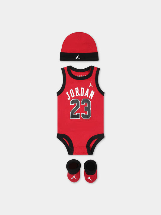 Set rosso per neonato con iconico Jumpman e logo,Jordan,LJ0208 R78