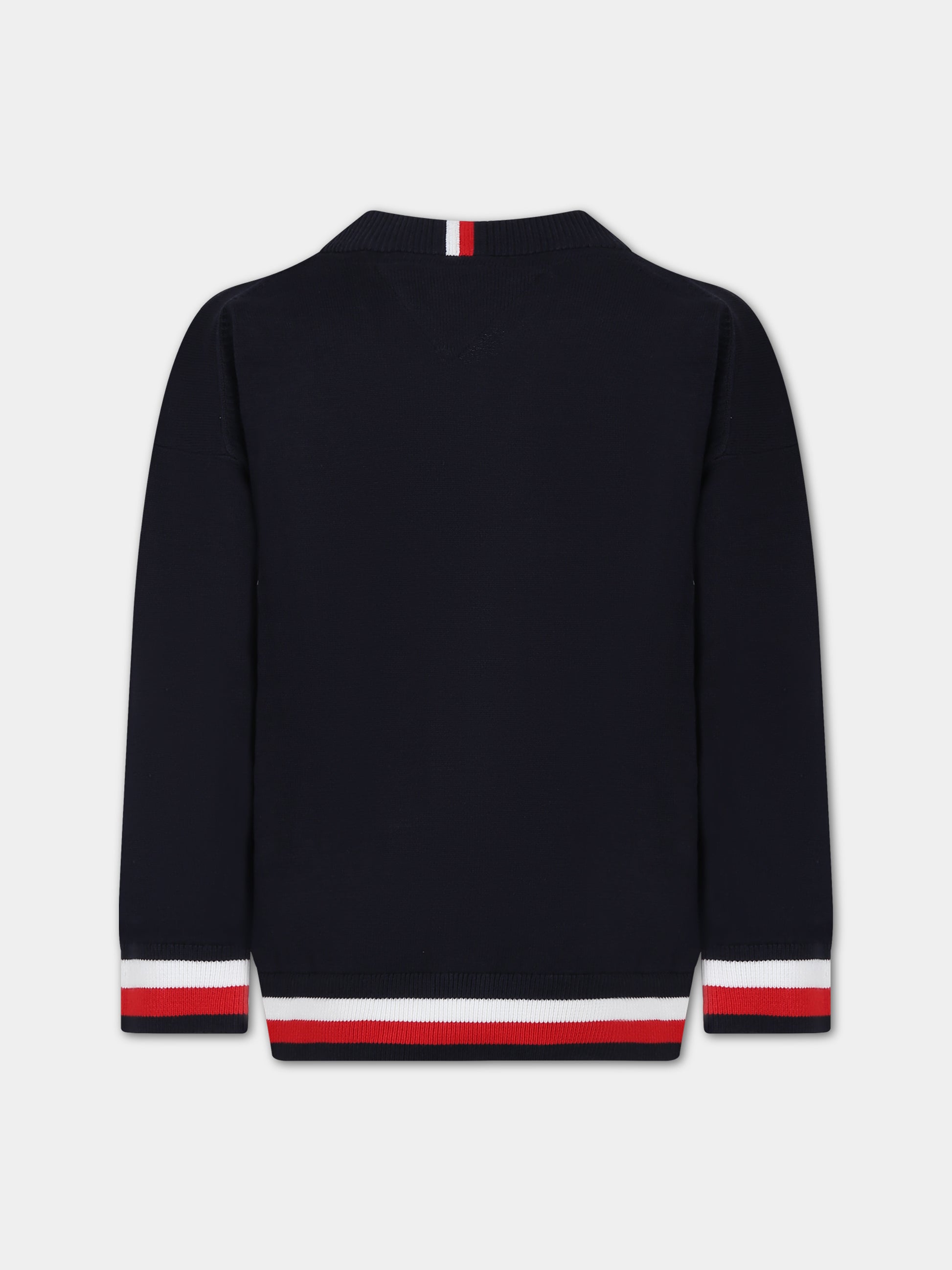 Cardigan blu per bambino con logo,Tommy Hilfiger Junior,23FMTHKB0KB08891J DW5