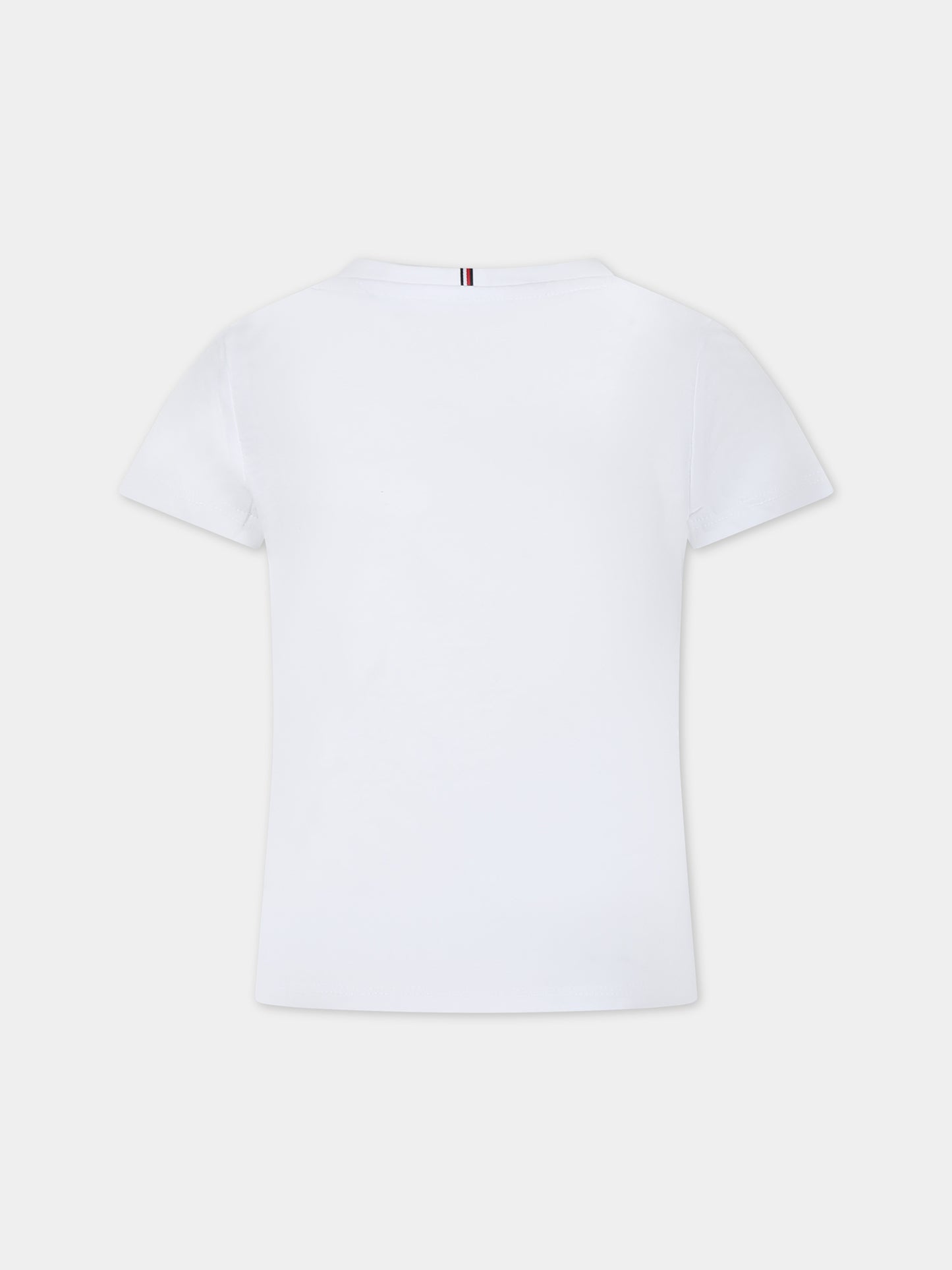 T-shirt bianca per bambina con logo,Tommy Hilfiger Junior,23FMTHKG0KG07718J YBR