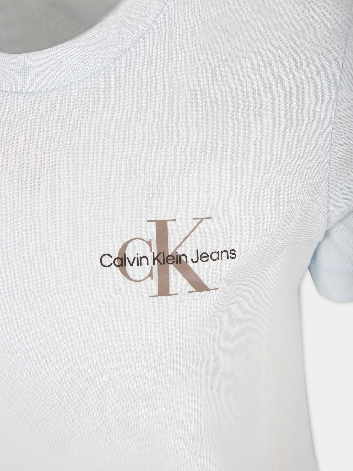 T-shirt celeste per bambino con logo,Calvin Klein Kids,23FMCKIB0IB01231 CYR