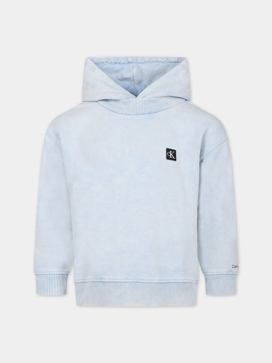 Felpa celeste per bambino con logo,Calvin Klein Kids,23FMCKIB0IB01950 CYR