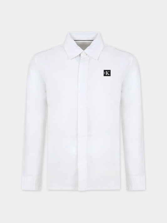 Camicia bianca per bambino con logo,Calvin Klein Kids,23FMCKIB0IB01962 YAF