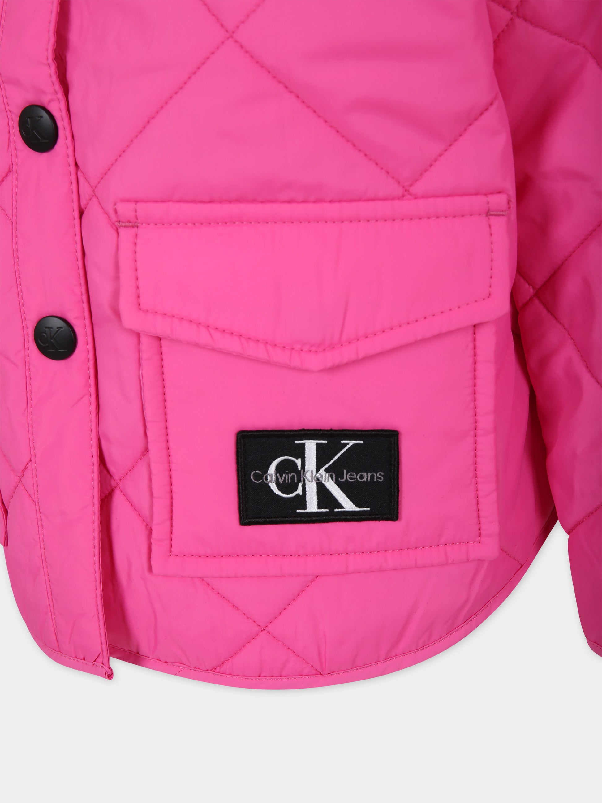 Piumino fucsia per bambina con logo,Calvin Klein Kids,23FMCKIG0IG01814 TO5