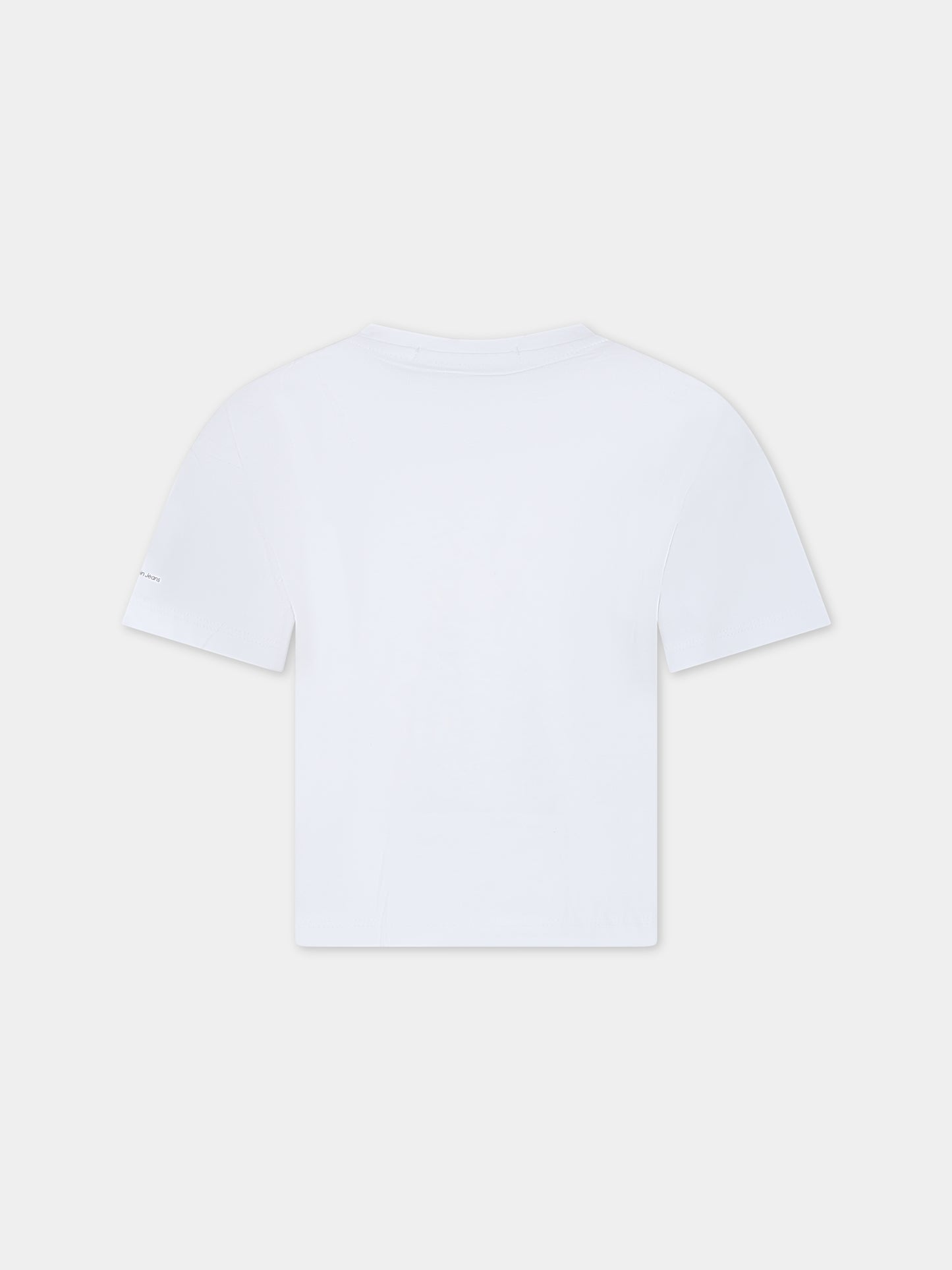 T-shirt bianca per bambina con logo,Calvin Klein Kids,23FMCKIG0IG02136 YAF