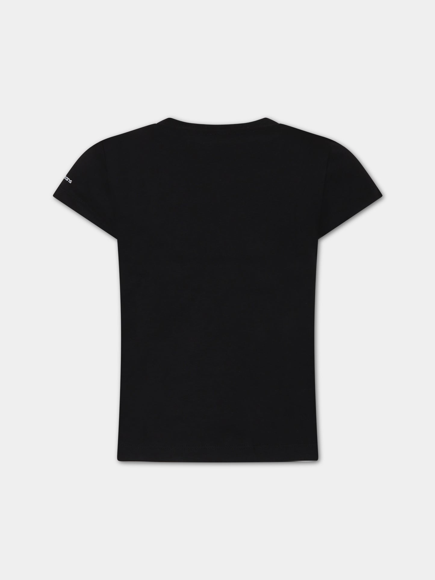 T-shirt nera per bambina con logo,Calvin Klein Kids,23FMCKIG0IG02342 BEH
