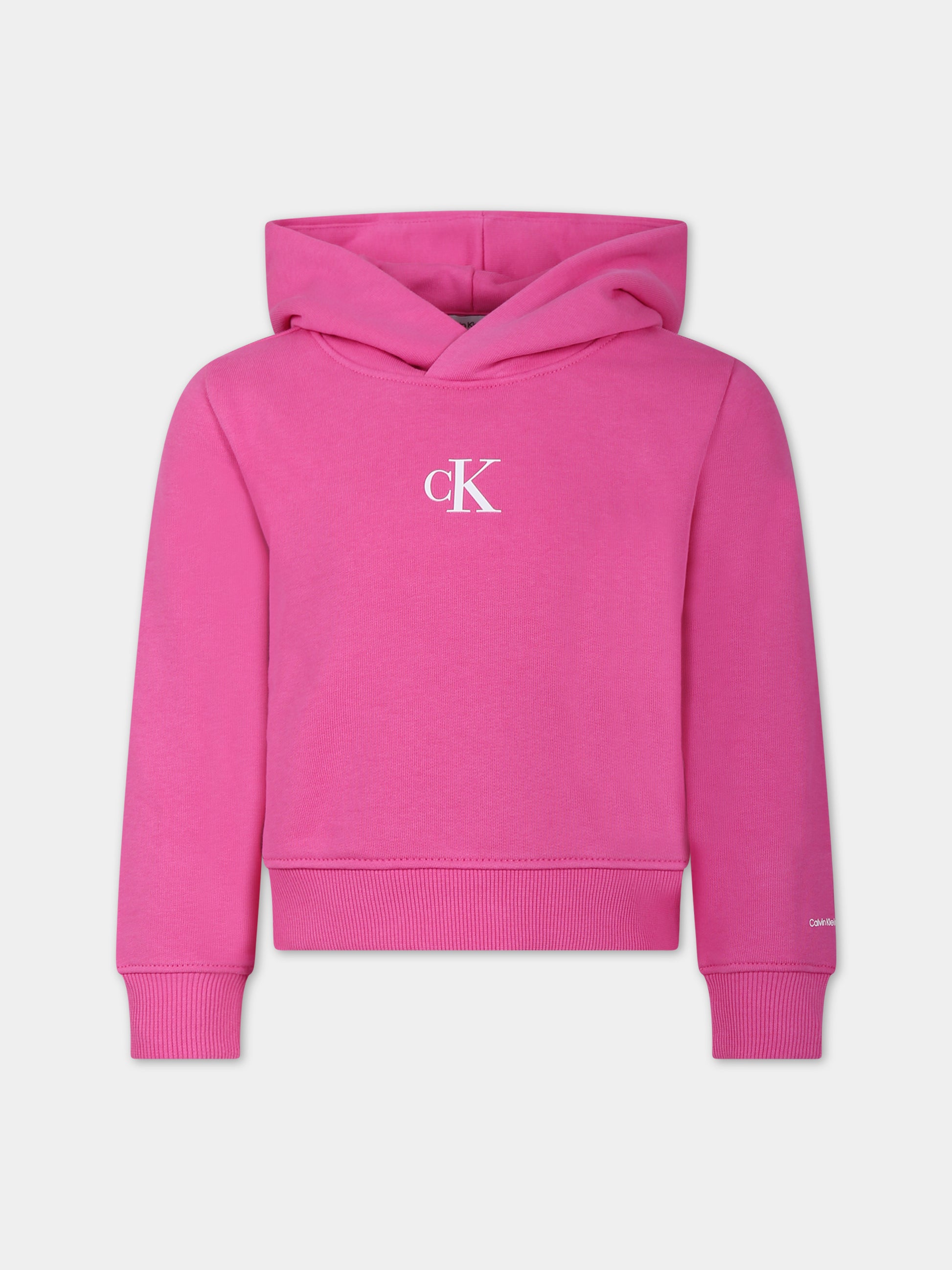 Felpa fucsia per bambina con logo,Calvin Klein Kids,23FMCKIG0IG02139 TO5