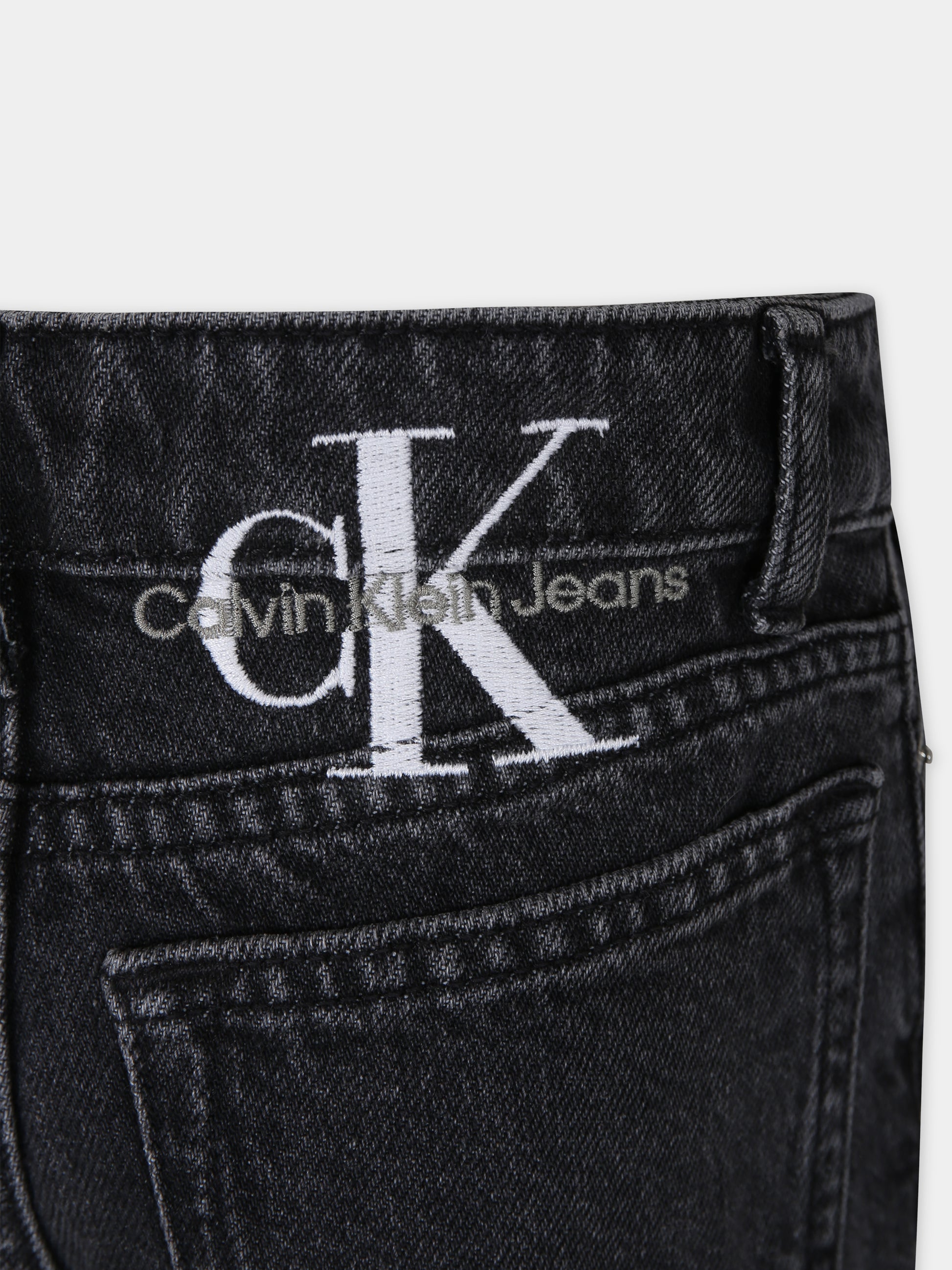 Jeans nero in denim per bambina,Calvin Klein Kids,23FMCKIG0IG02268 1BY