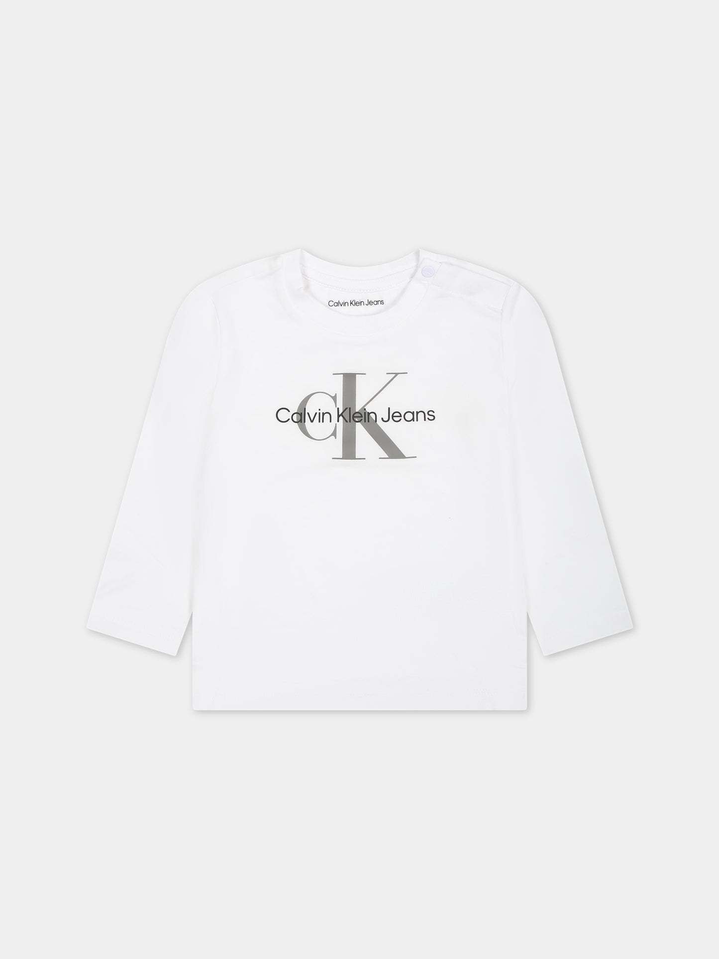 T-shirt bianca per neonati con logo,Calvin Klein Kids,23FMCKIN0IN00005 YAF