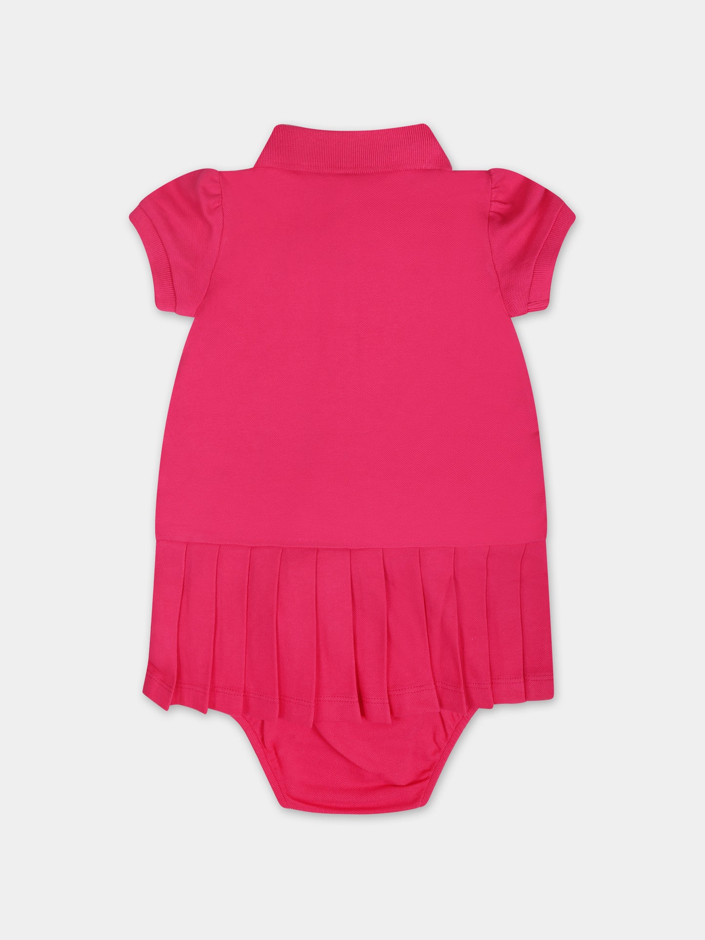 Vestito fucsia per neonata con iconico cavallino,Ralph Lauren Kids,925712002