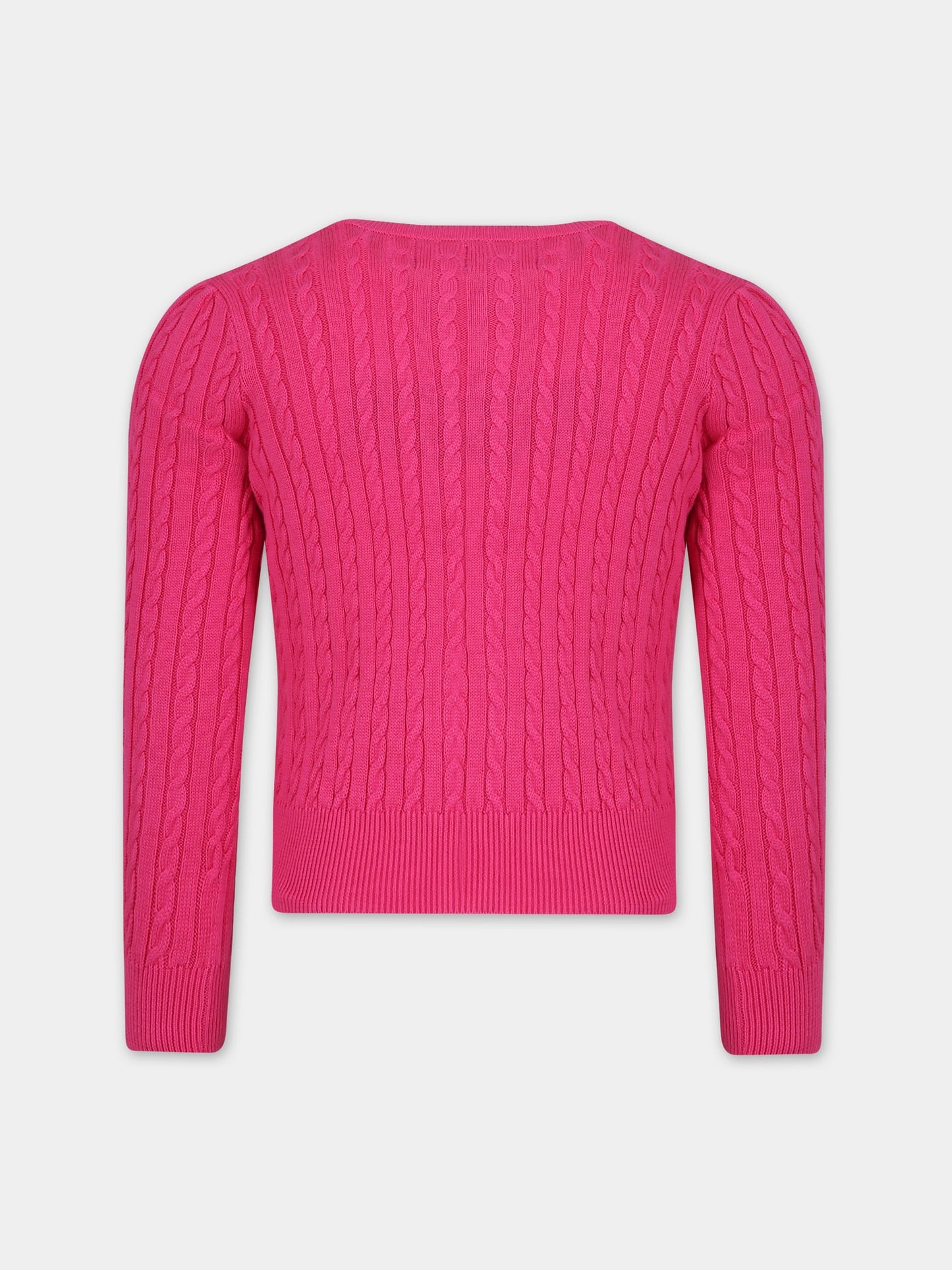 Cardigan fucsia per bambina con cavallino,Ralph Lauren Kids,543047058