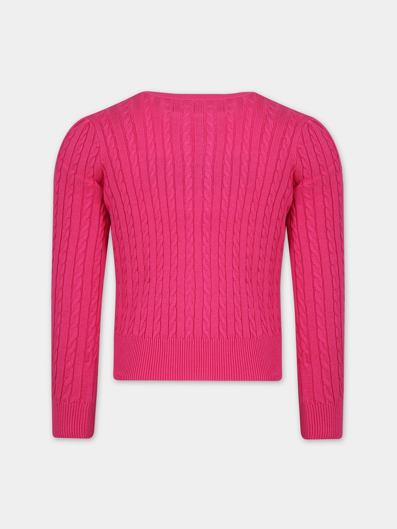 Cardigan fucsia per bambina con cavallino,Ralph Lauren Kids,543047058