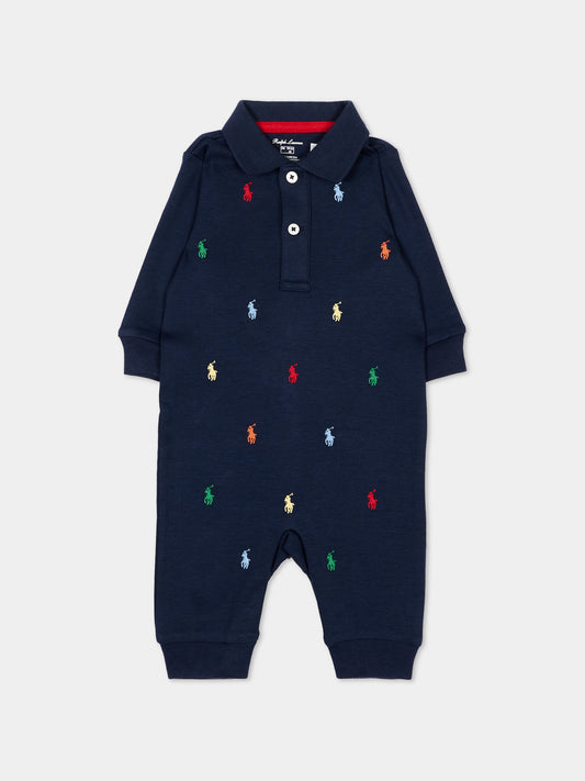 Tutine bleue pour Bébé Garçon avec Pony multicolore
