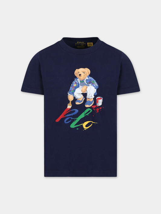 T-shirt blu per bambino con Polo bear,Ralph Lauren Kids,853828025