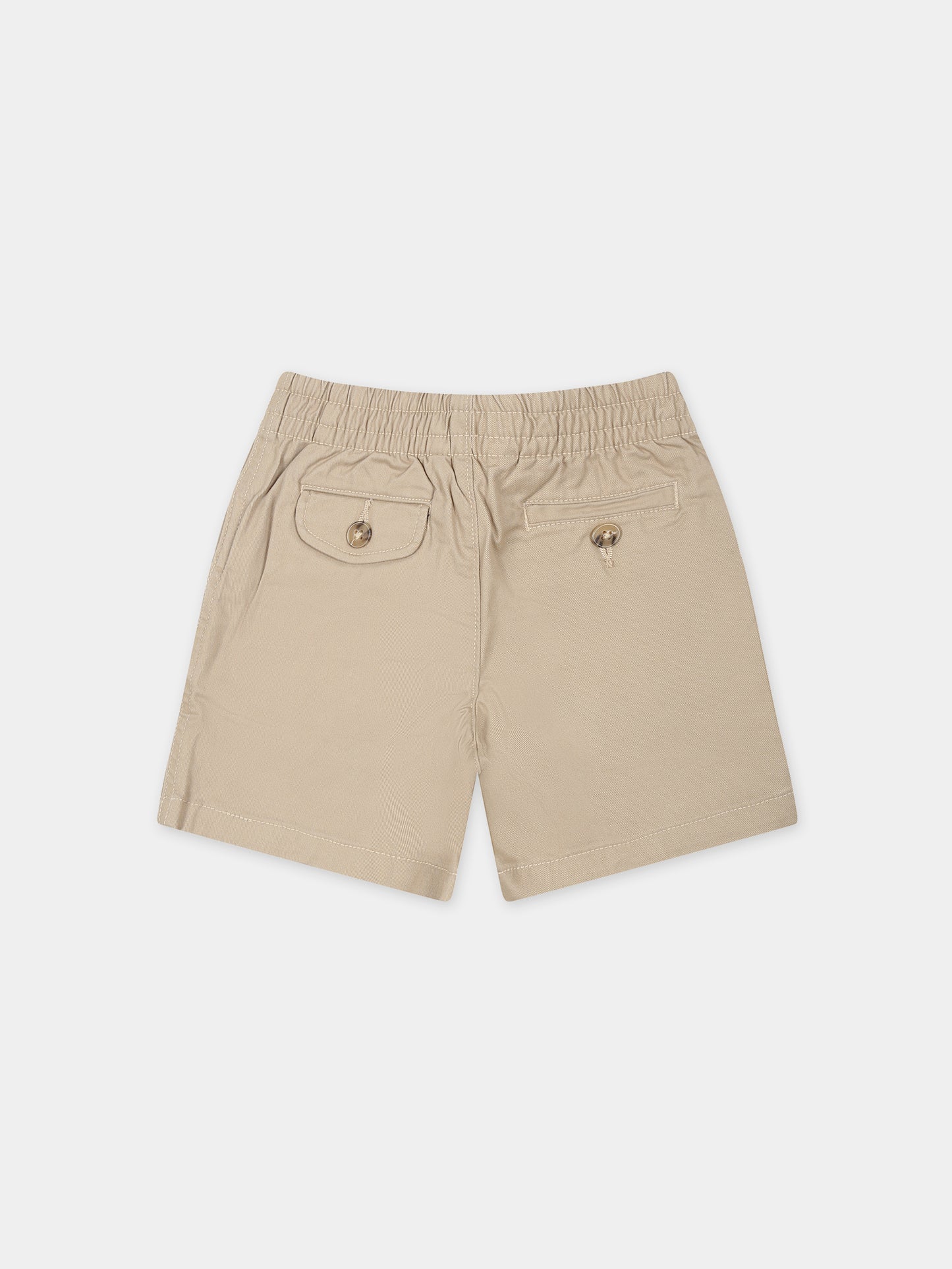 Shorts beige per neonato con ricamo,Ralph Lauren Kids,855350002