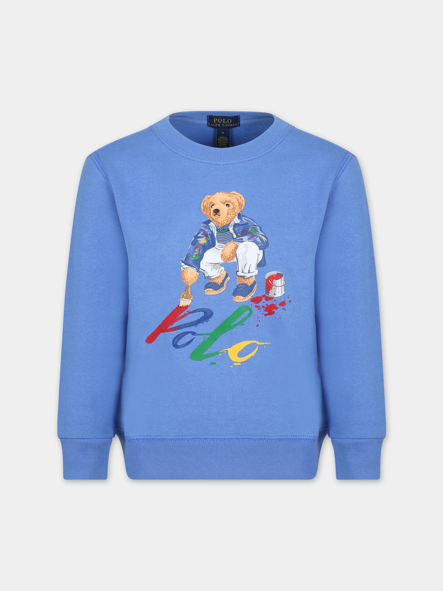 Felpa celeste per bambino con Polo bear,Ralph Lauren Kids,919722004