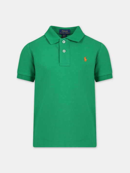 Polo verde per bambino con iconico cavallino,Ralph Lauren Kids,703632159