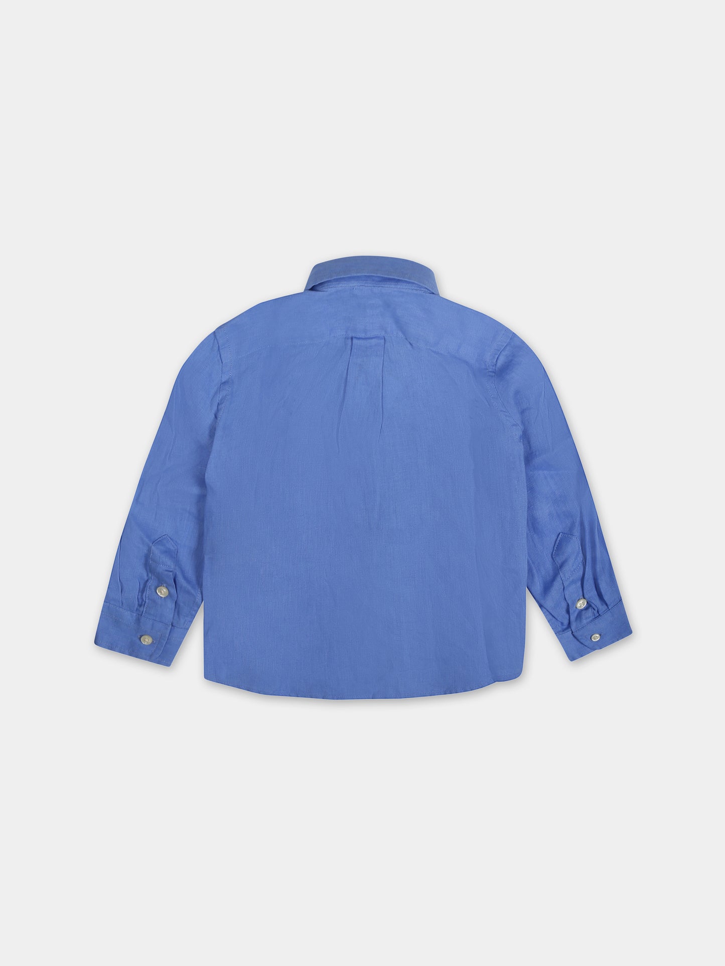 Camicia azzurra per neonato con cavallino,Ralph Lauren Kids,865270003