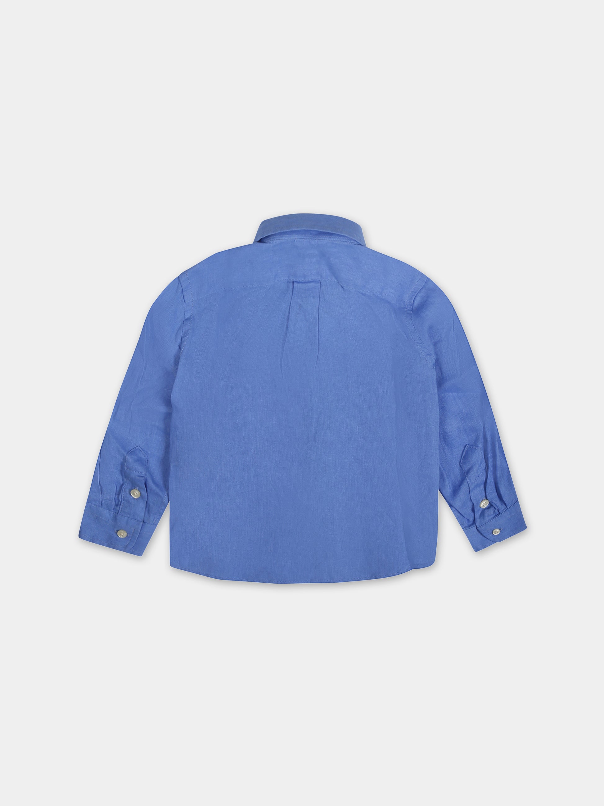 Camicia azzurra per neonato con cavallino,Ralph Lauren Kids,865270003