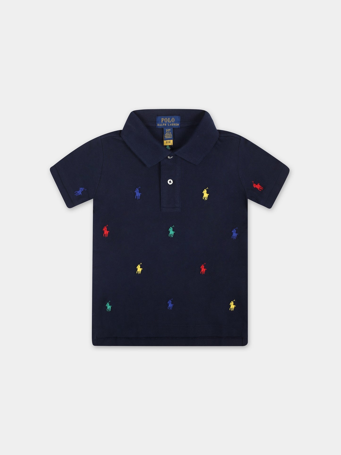 Polo blu per neonato con cavallino,Ralph Lauren Kids,882605005