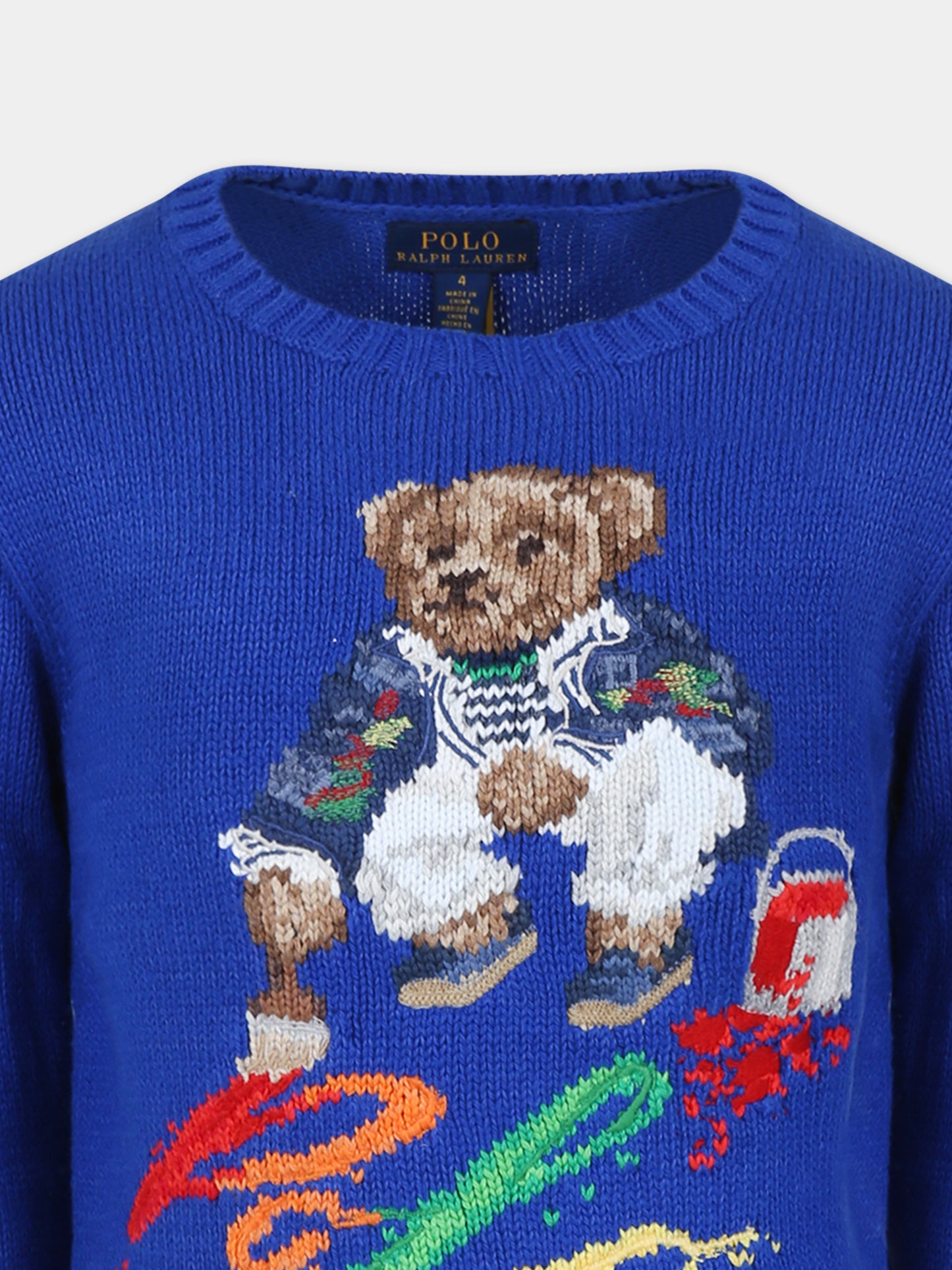 Maglione blu per bambino con Polo Bear,Ralph Lauren Kids,926238001