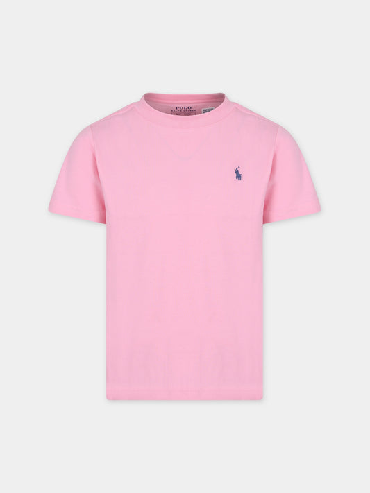T-shirt rosa per bambina con cavallino,Ralph Lauren Kids,832904137