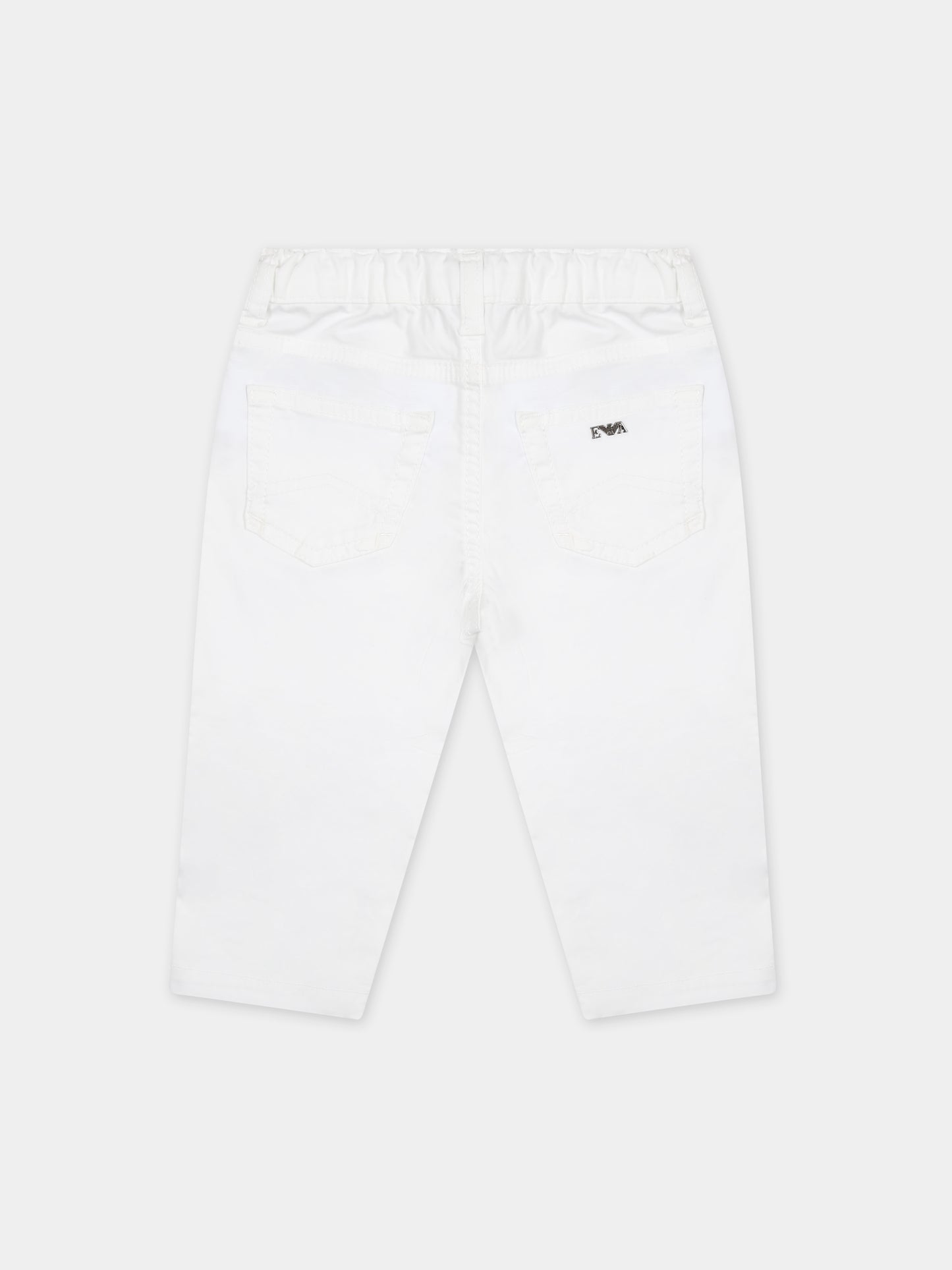 Pantaloni bianchi per neonato con logo,Armani Junior,8NHJ02 4N7LZ 0100
