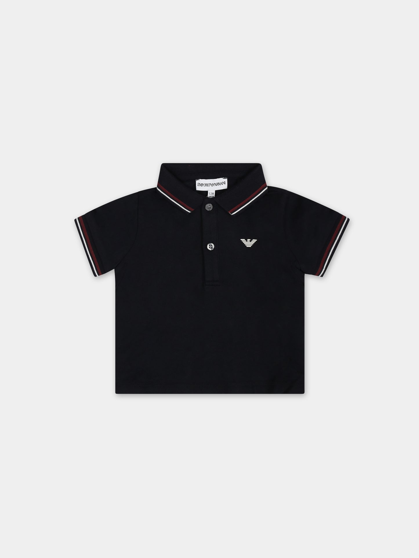 Polo blu per neonato con logo,Armani Junior,8NHFB3 1JPTZ 0920