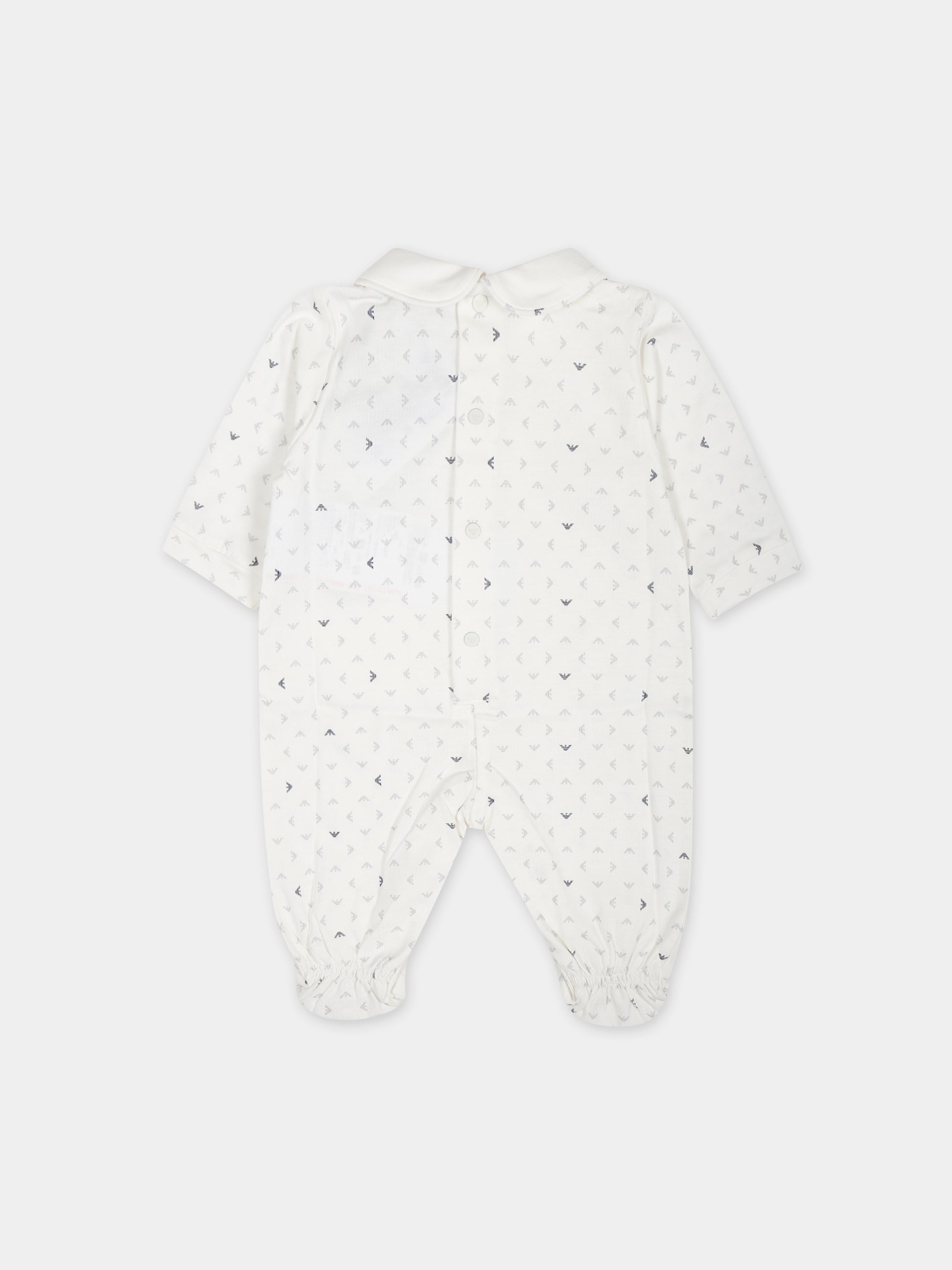 Tutina avorio per neonato con logo aquilotto all-over,Armani Junior,8NND48 NJ05Z F110