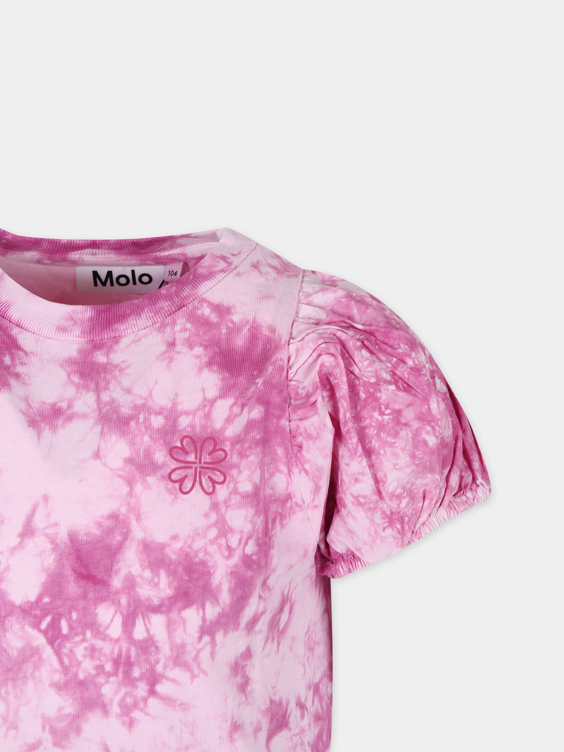 T-shirt rosa per bambina tie dye,Molo,2S24A203 9029