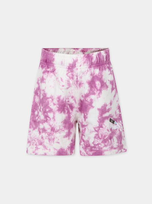 Shorts sportivi fucsia per bambina con tie dye,Molo,6S24H203 9081