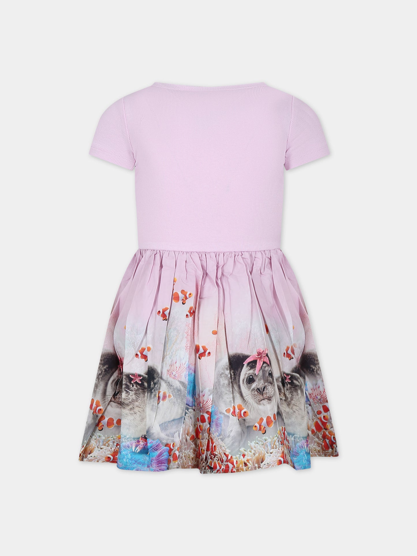 Vestito  rosa per bambina con stampa foca,Molo,2S24E125 3510