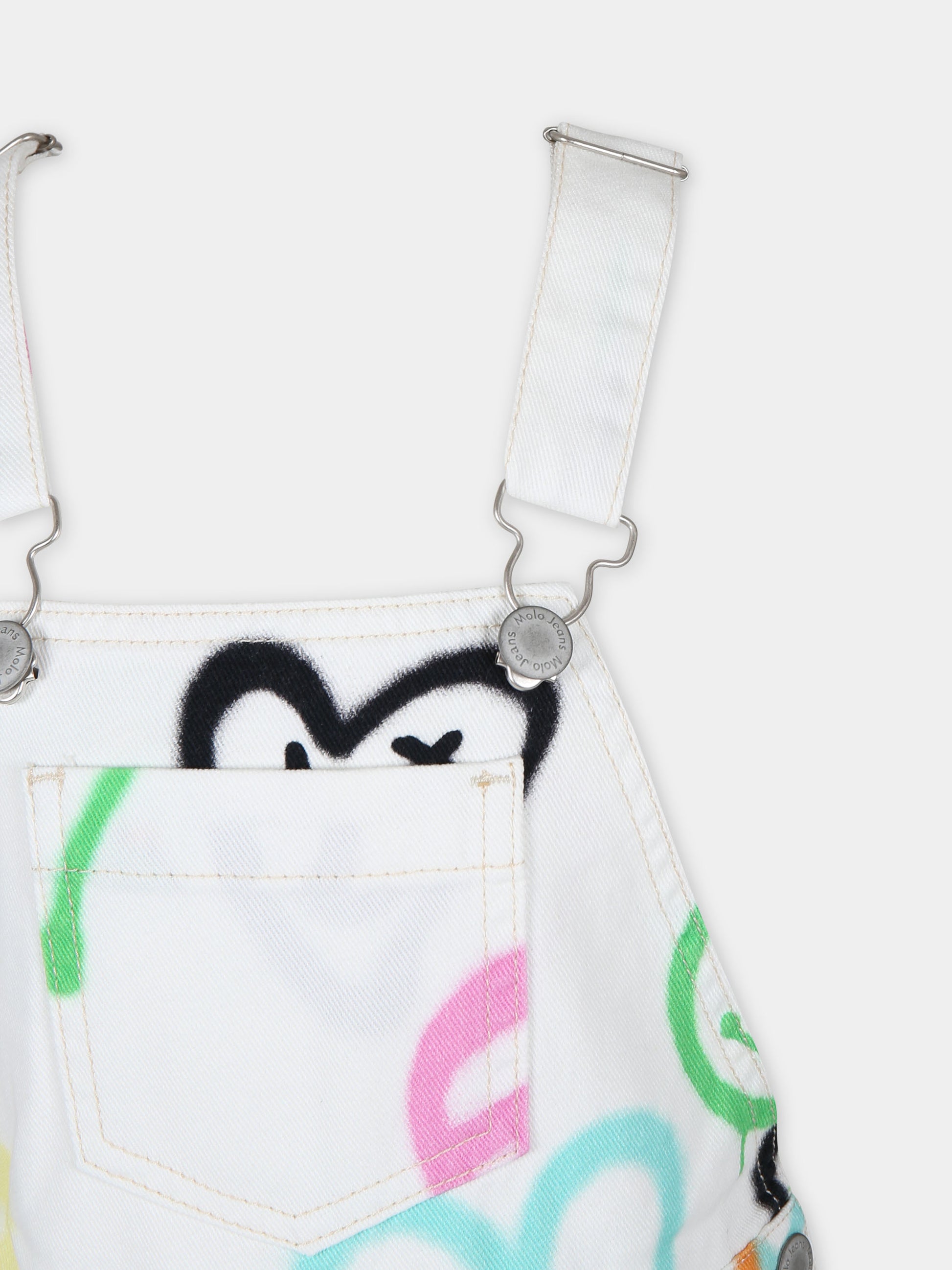 Salopette bianca per bambina con stampa cuori,Molo,2S24H301 8907