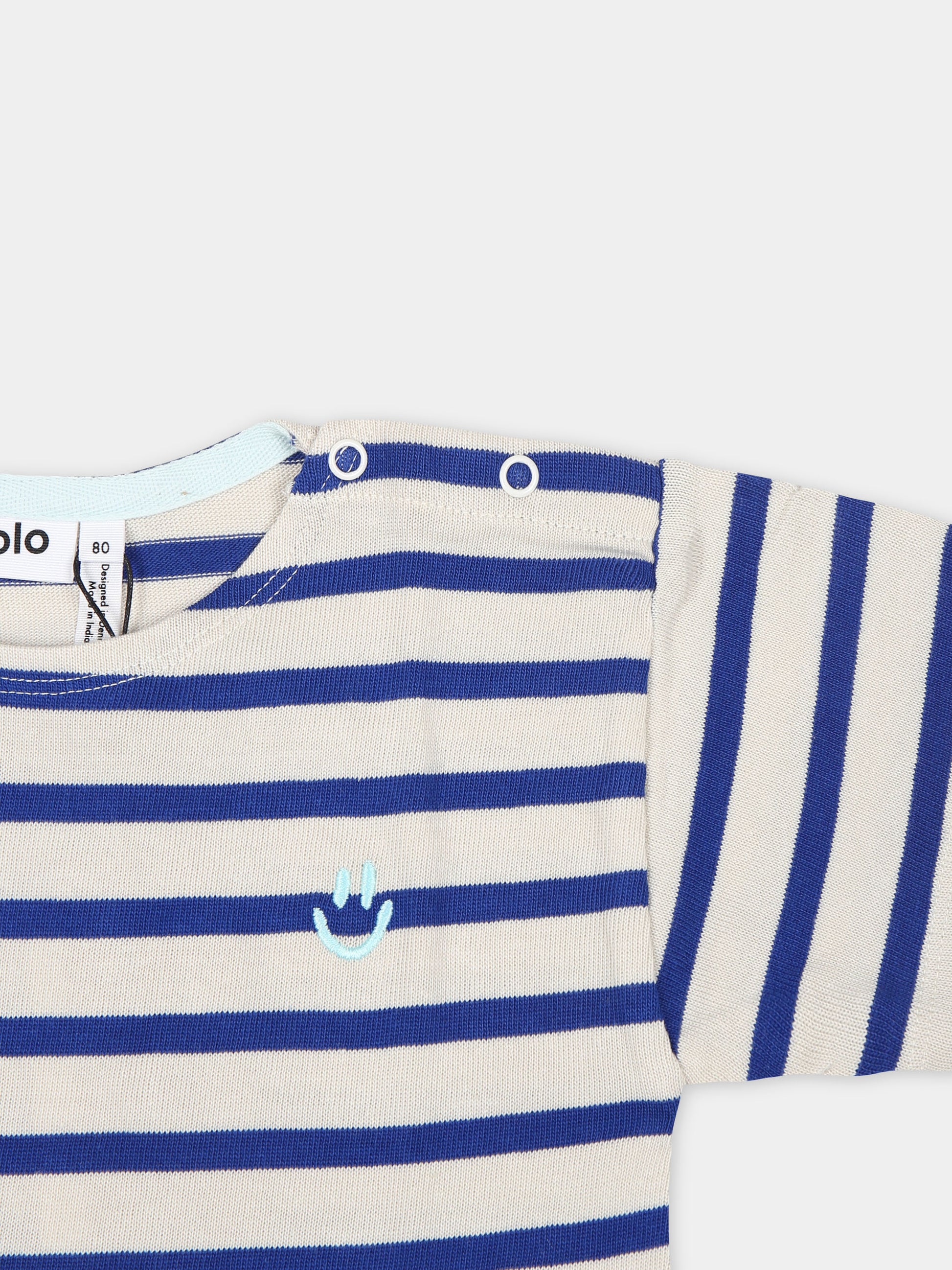 T-shirt blu per neonati con smile,Molo,6S24A211 9058