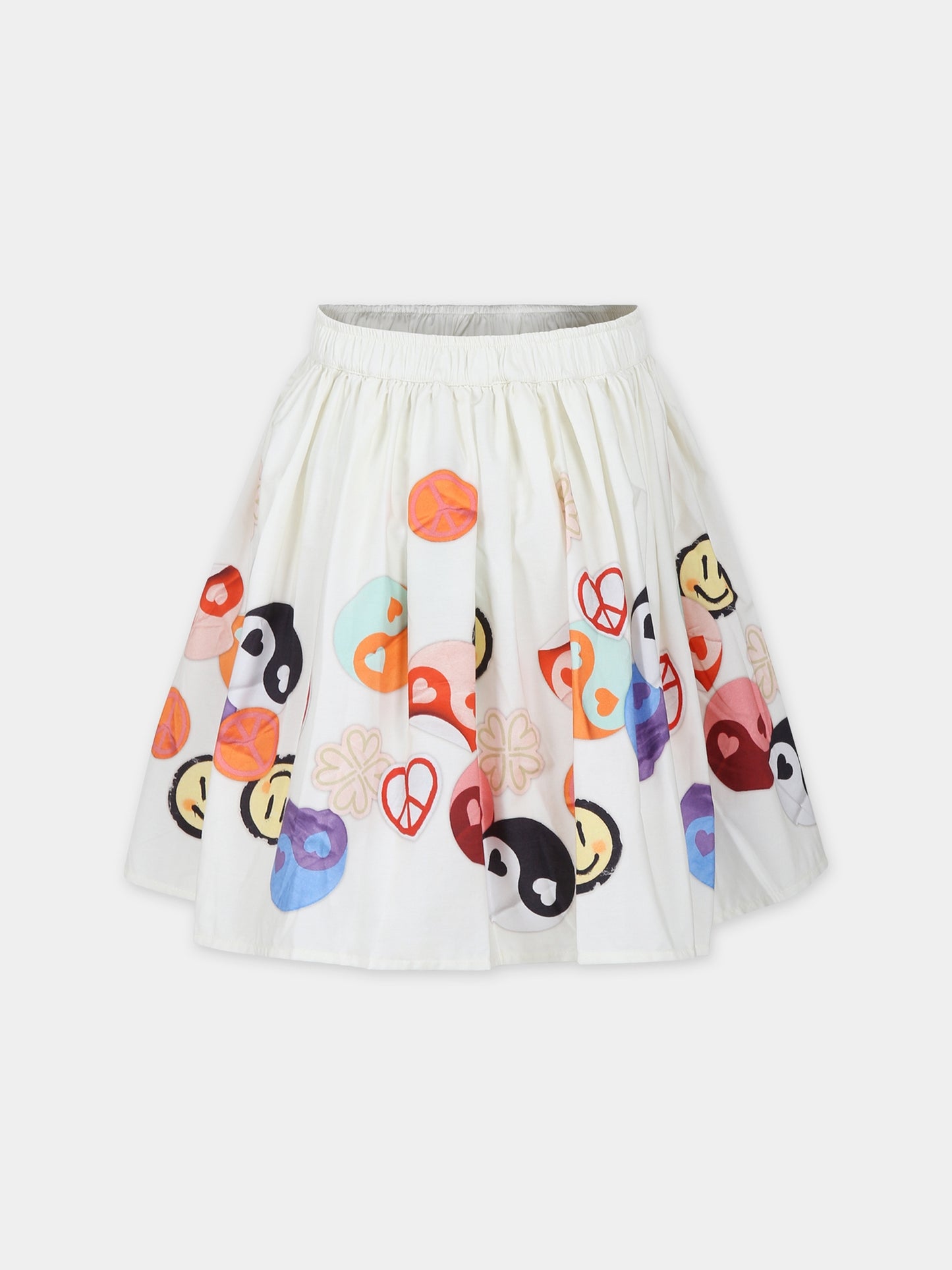 Gonna bianca per bambina con stampa smile,Molo,2S24D112 3462