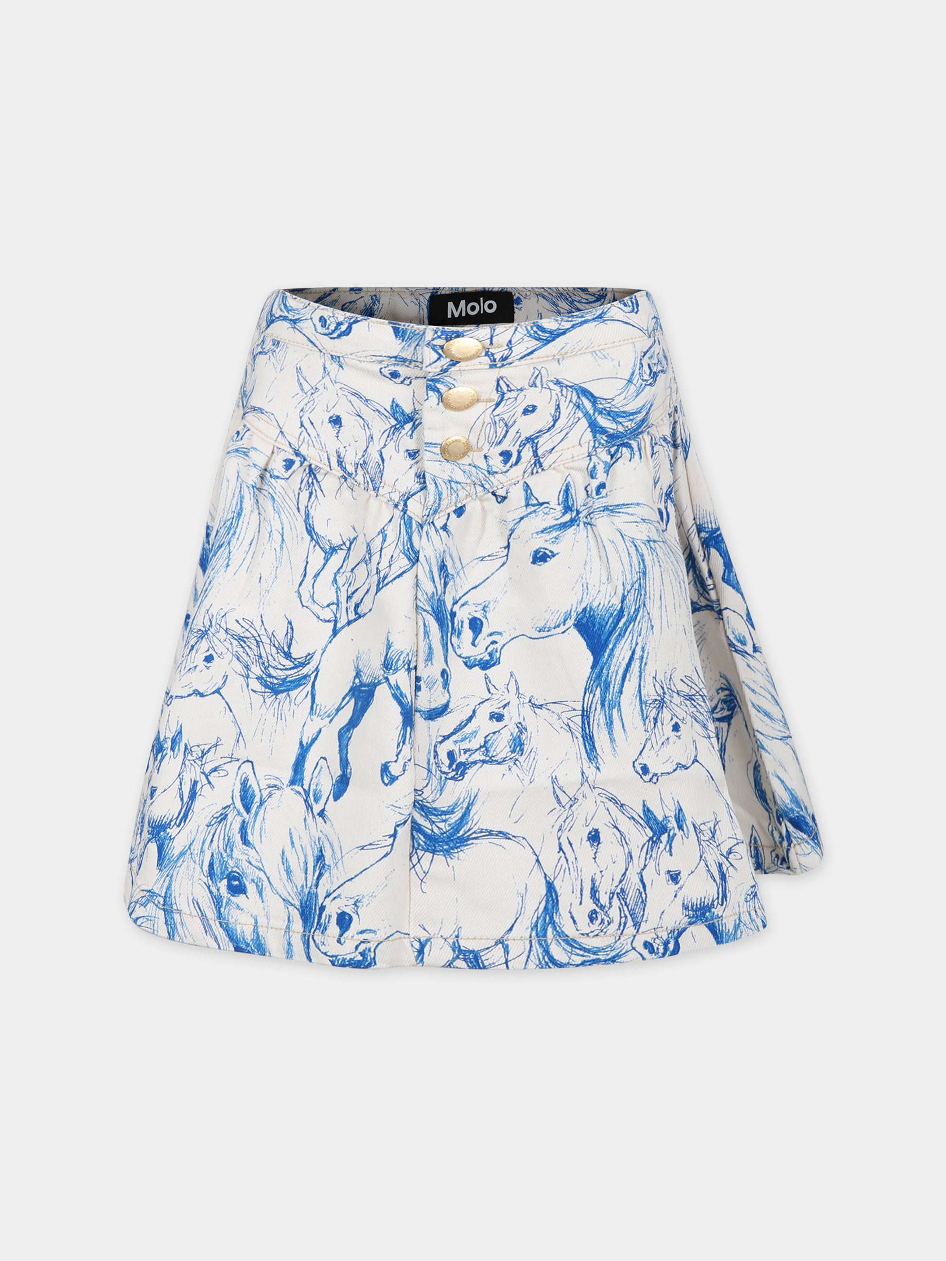 Gonna avorio per bambina con stampa cavalli,Molo,2S24D115 9007