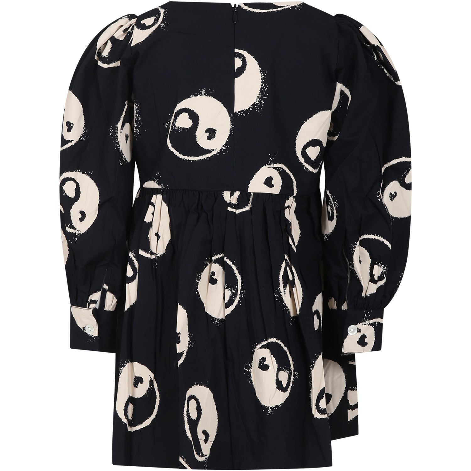 Vestito nero per bambina con stampa yin e yang,Molo,2S24E201 9052