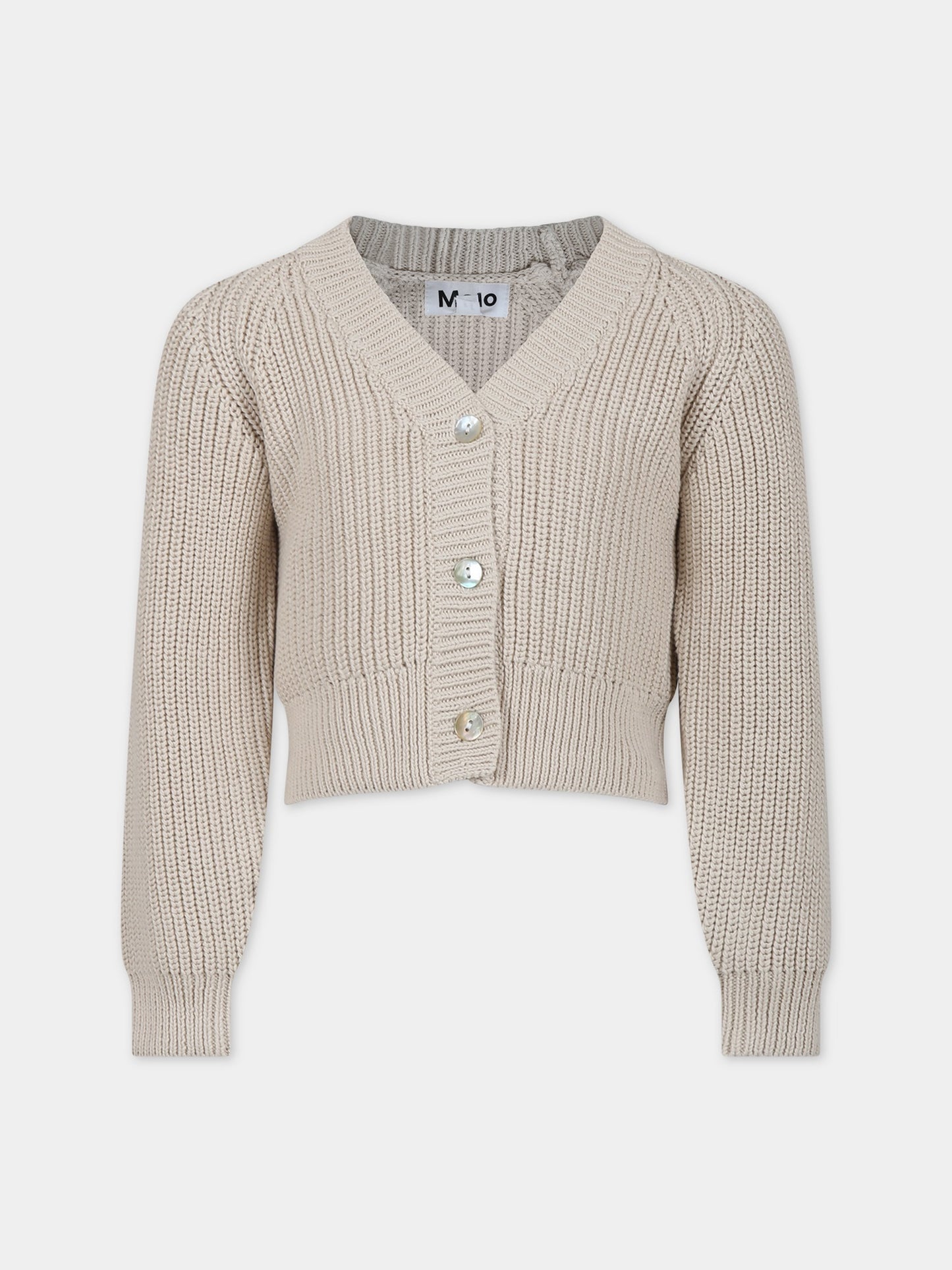 Cardigan beige per bambina con logo,Molo,2S24K302 8894