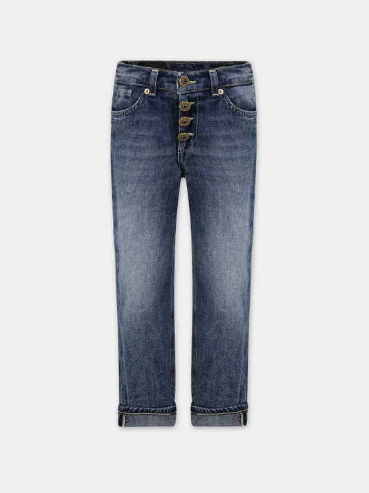 Jeans blu per bambina con logo,Dondup Kids,DFPA019 C DS041 4025