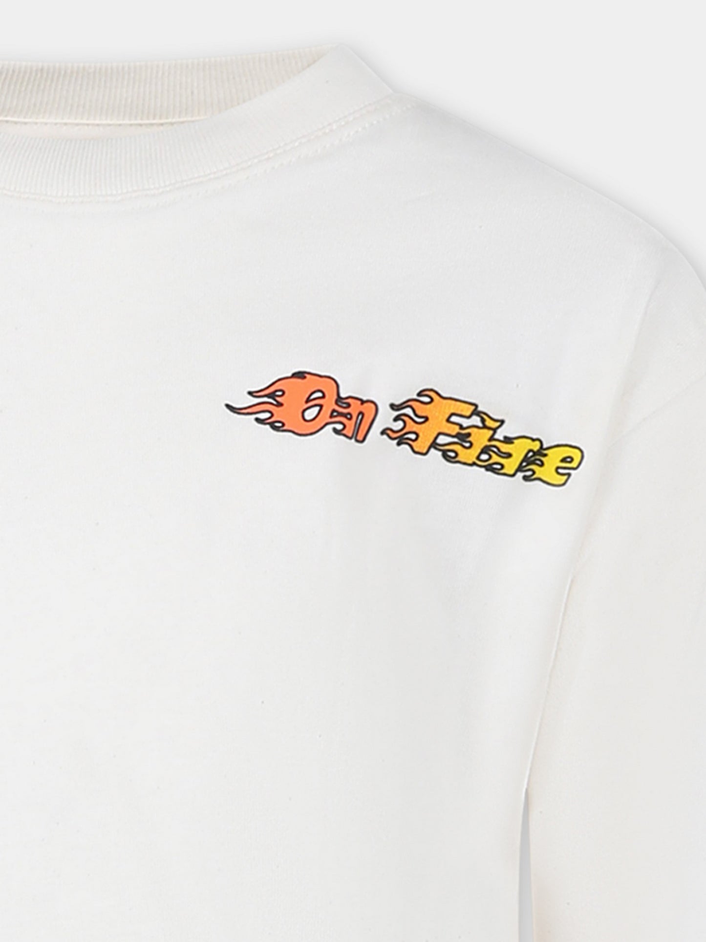 T-shirt avorio per bambino con fiamme,Molo,1S24A409 8697